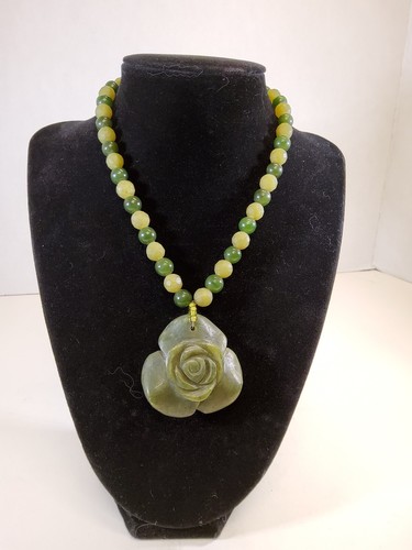 Antique carved jade rose - jade,